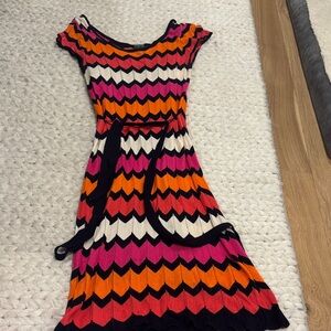 Gabby Skye Orange and Black Knit Dress